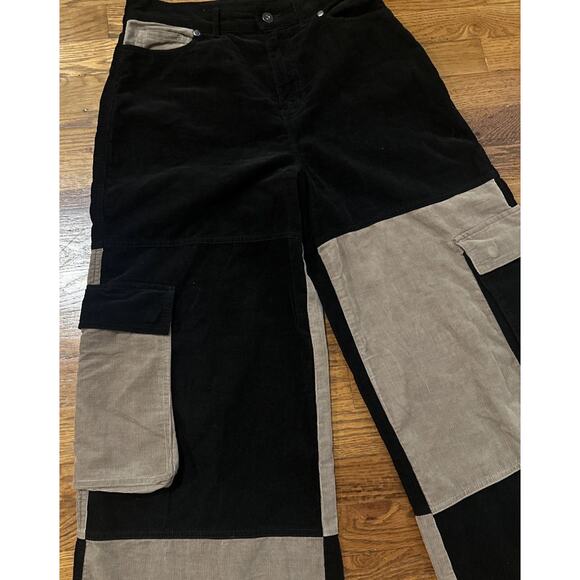 Hot Topic Corduroy Pants Black And Tan Women’s Size 5 Baggy - Picture 4 of 13